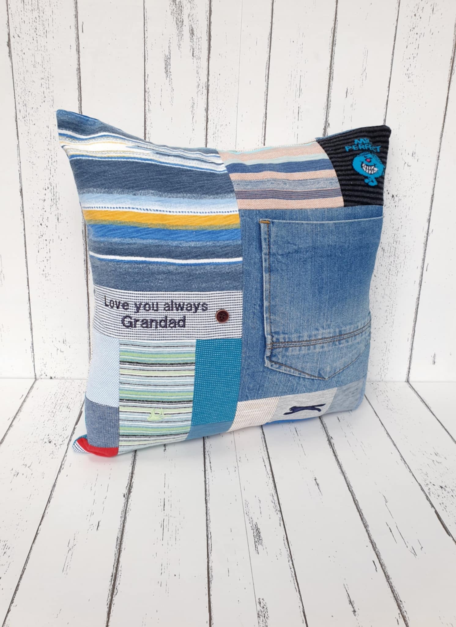 Memory patchwork cushion by Crescent Creations