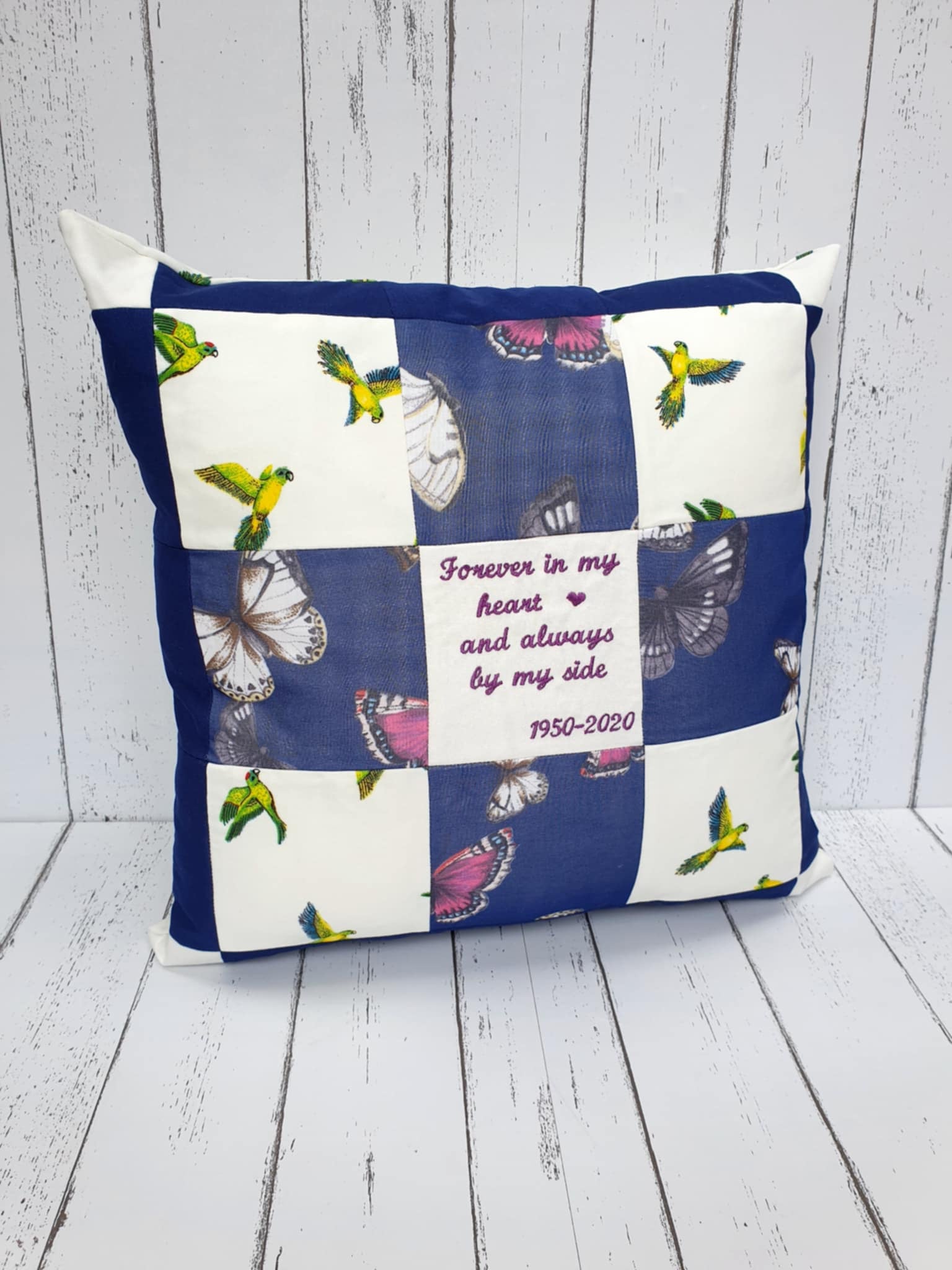 Memory patchwork cushion by Crescent Creations