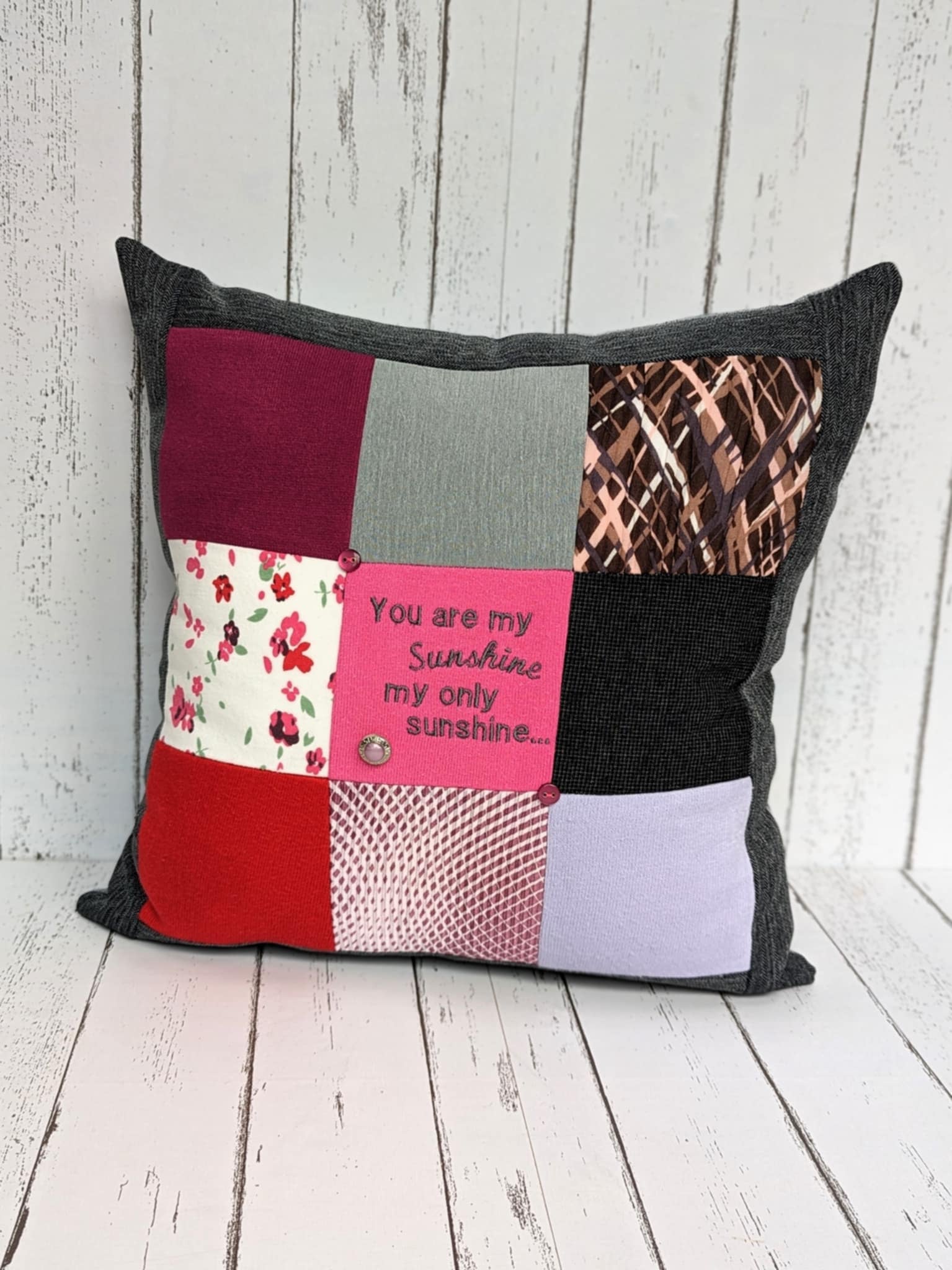 Memory patchwork cushion by Crescent Creations